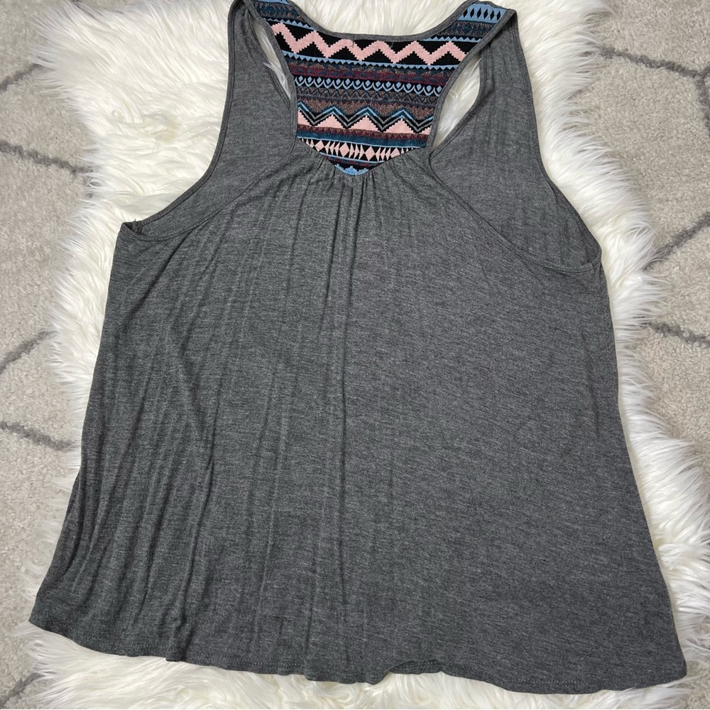 Gray Racerback Geometric Tank Top - Picture 7 of 10